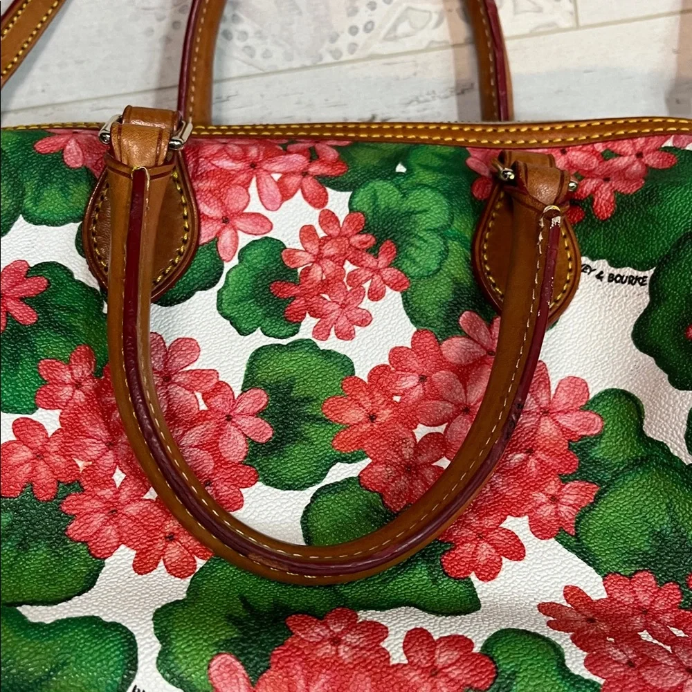 Dooney & Burke Rare Red Hydrangea Floral Print Satchel Purse